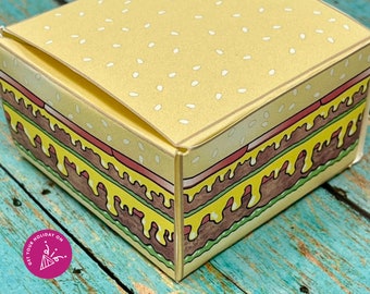 Cheeseburger Gift Box, Meat, Cheese, Cheeseburger Fast Food, Hamburger goody bags, Food party favors, Birthday Party Favors, Cheeseburgers