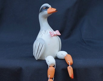 Hand Painted Wooden Goose Figurine – Farmhouse Kitchen Decor