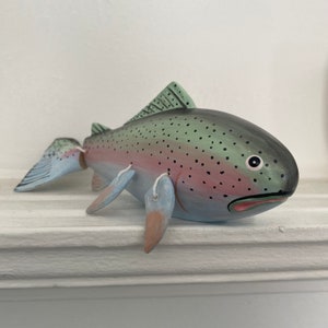 Rainbow Trout - Handmade Art - Gifts for Fishermen - Fish Lover - Dad Gift - Lake House - Collectibles - Wooden figurine - Fly Fishing