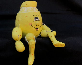 Zitronenfigur aus Holz – Lächelnde Dekofigur, Geschenk für Obstliebhaber