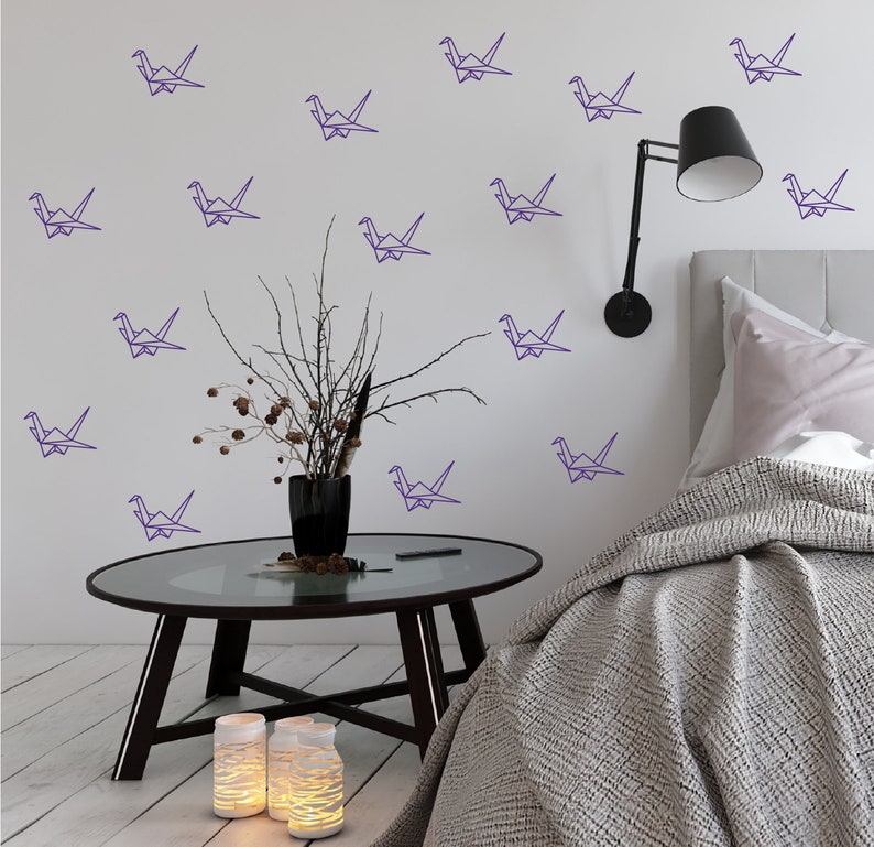Origami Crane Wall Decal Minimalist Wallpaper Dorm Room