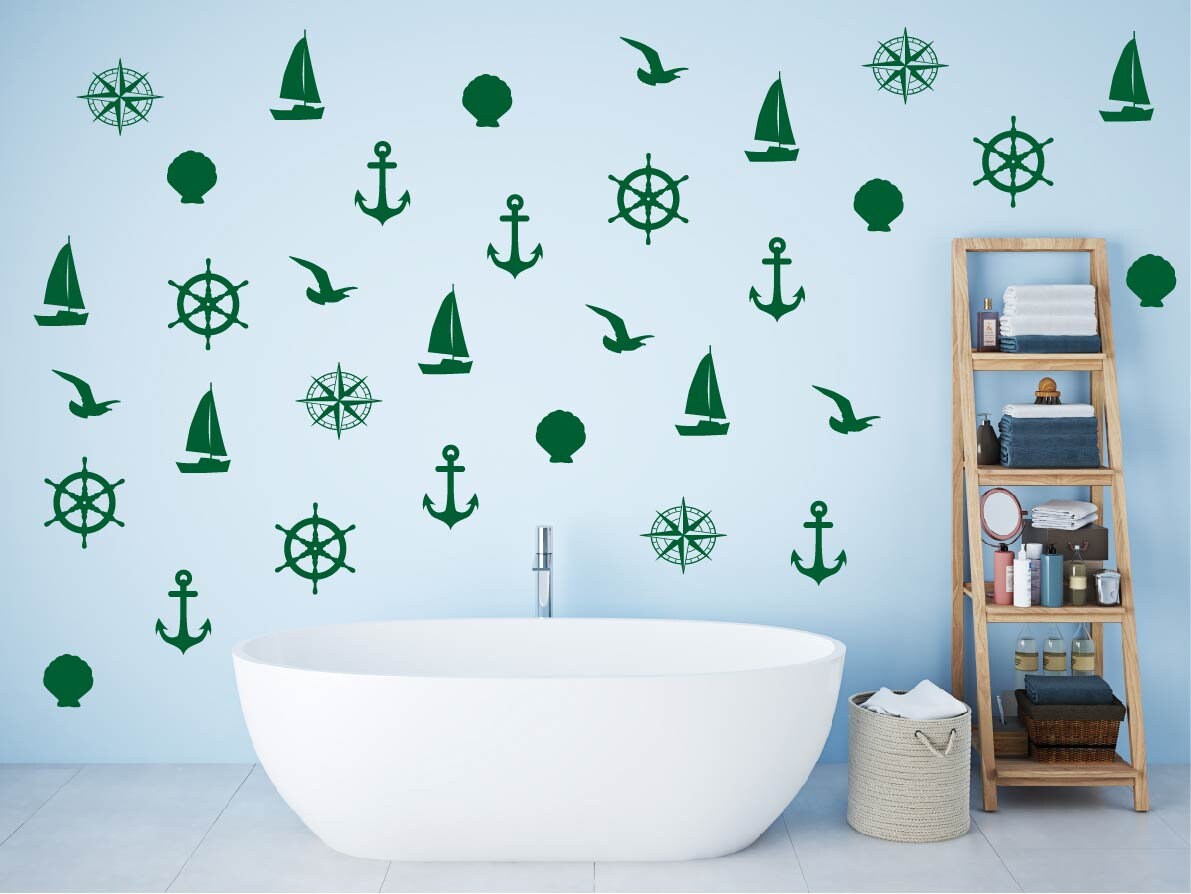Nautical Wall Decals Nautical Nursery Nautical Bathroom Etsy