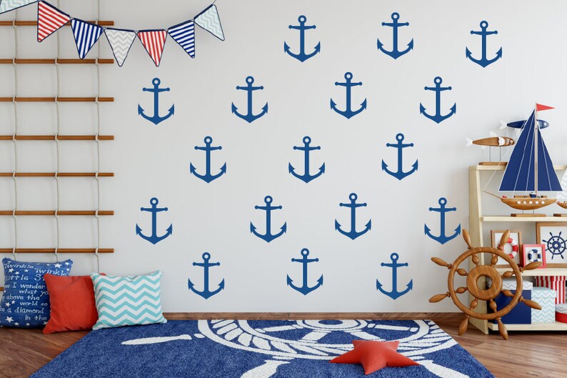 Anchor Wall Decals Nautical Nursery Nautical Theme Decor Etsy