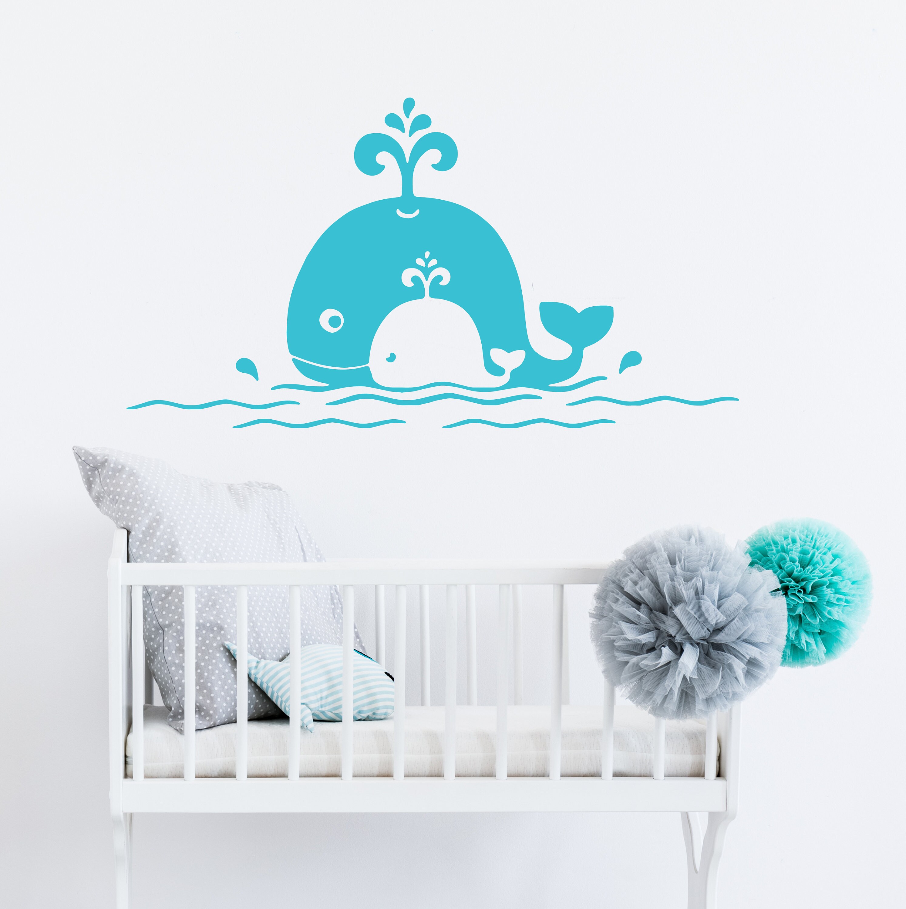 Whale Wall Decal Whale Nursery Theme Whale Nursery Decor Etsy