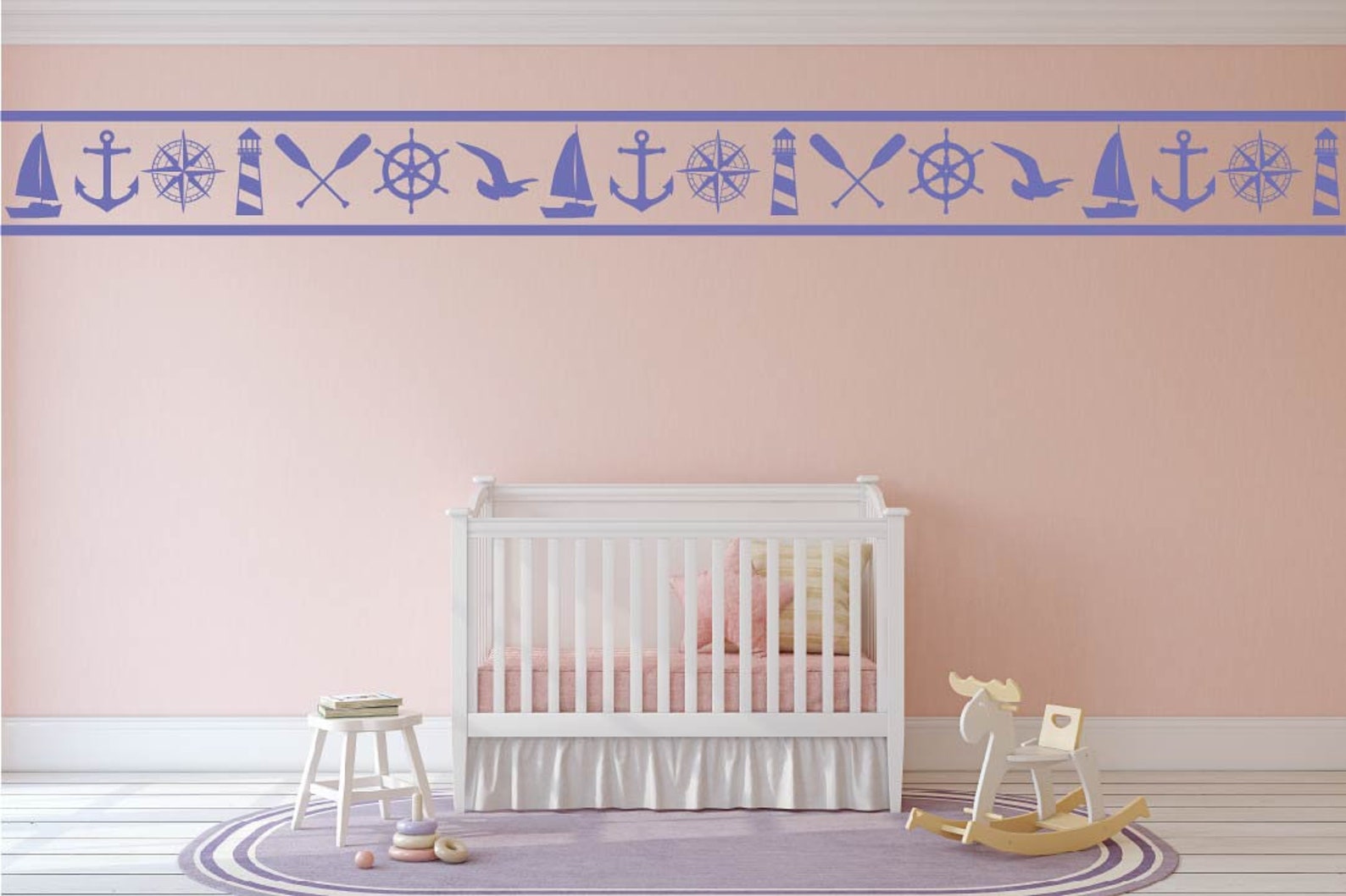 Nautical Wallpaper Nautical Border Nautical Wall Decals | Etsy