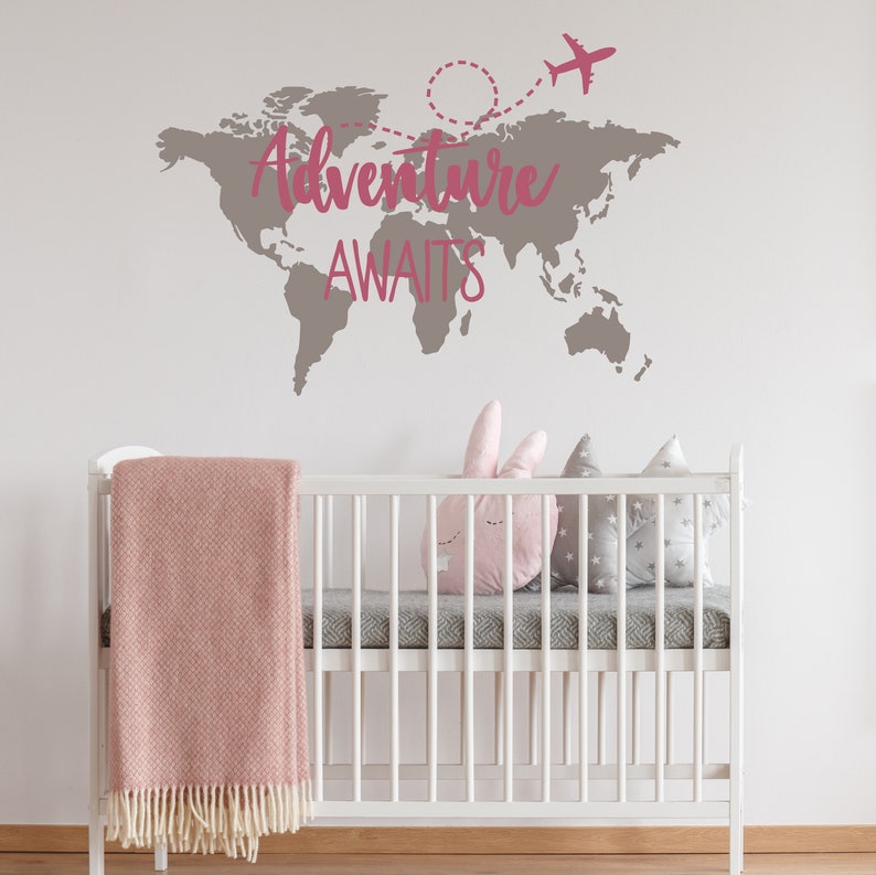 Adventure Awaits Wall Art Adventure Theme Nursery World Map Etsy