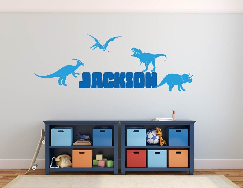 Kids Name Dinosaur Wall Decal Dinosaur Name Wall Decal Etsy