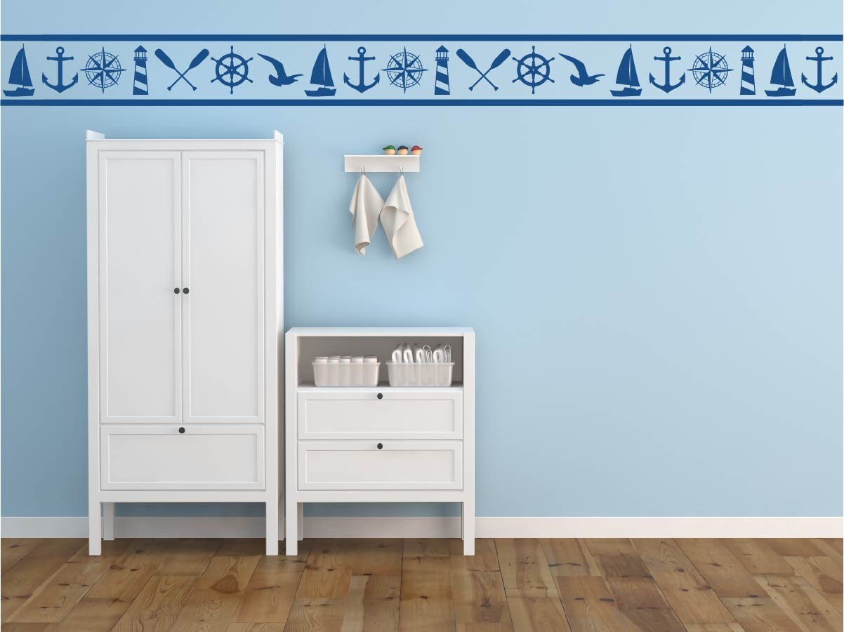 Nautical Wallpaper Nautical Border Nautical Wall Decals Etsy