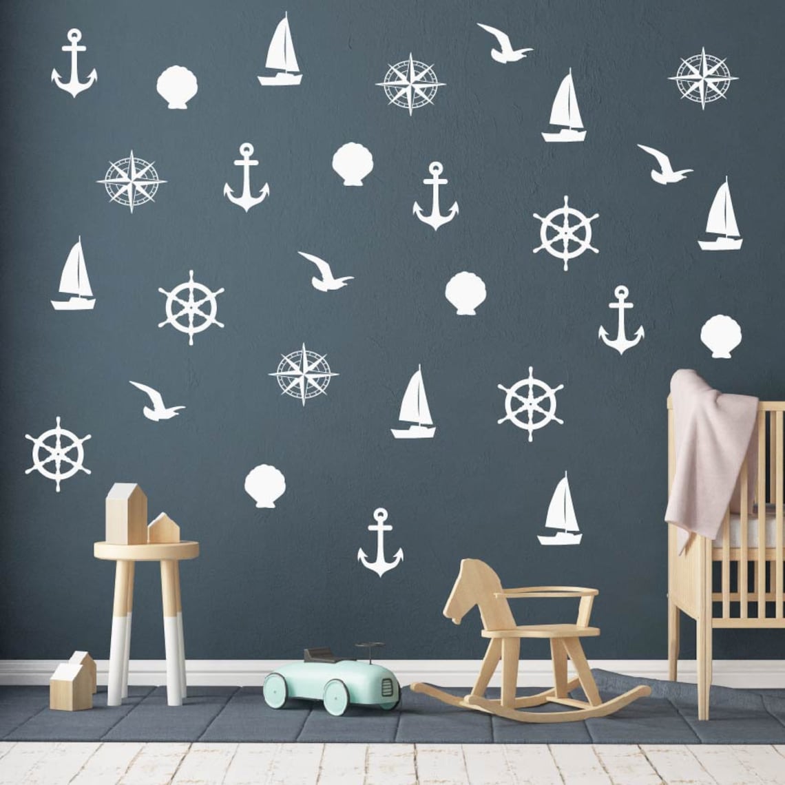 Nautical Wall Decals Nautical Nursery Nautical Bathroom Etsy