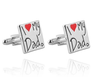 Cufflinks for Father's Day, Father of the Bride, enamelled with personalized box, I love my Dad.