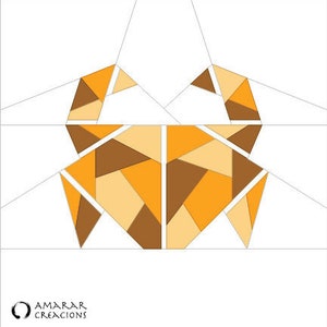 Origami Crab Foundation Paper Piecing Pattern. Block Quilt Pattern.  2 sizes:  9 in and 16.5 in and scaling formula PDF Downloadable
