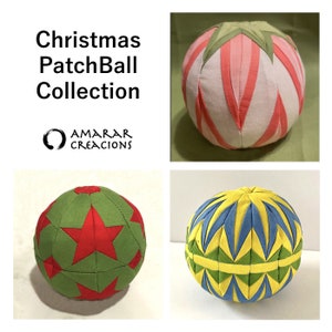 Colección Navidad de PatchBall - 3 Patrones patchwork. Foundation Paper Piecing. Medidas 10 cm alto. PDF digital descargable.