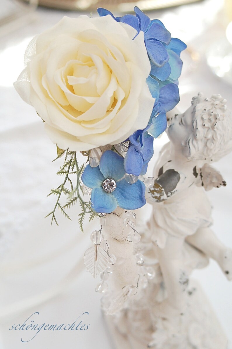 braut haarschmuck blau