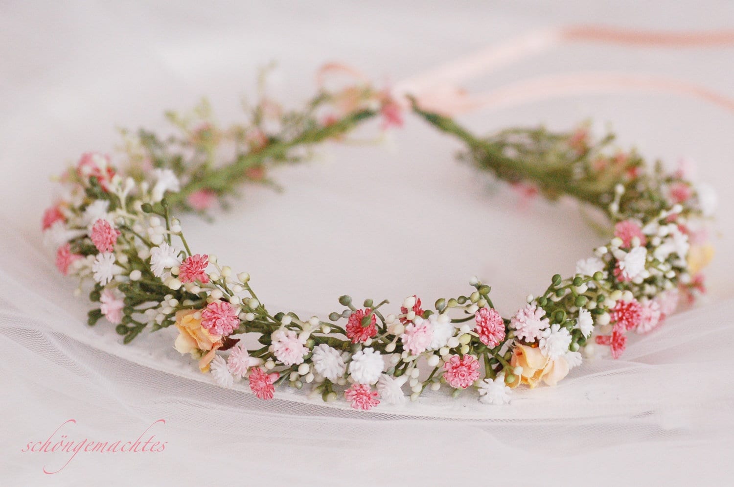Haarkranz Schleierkraut Rosa Blumenkranz Haarschmuck Hochzeit | Etsy