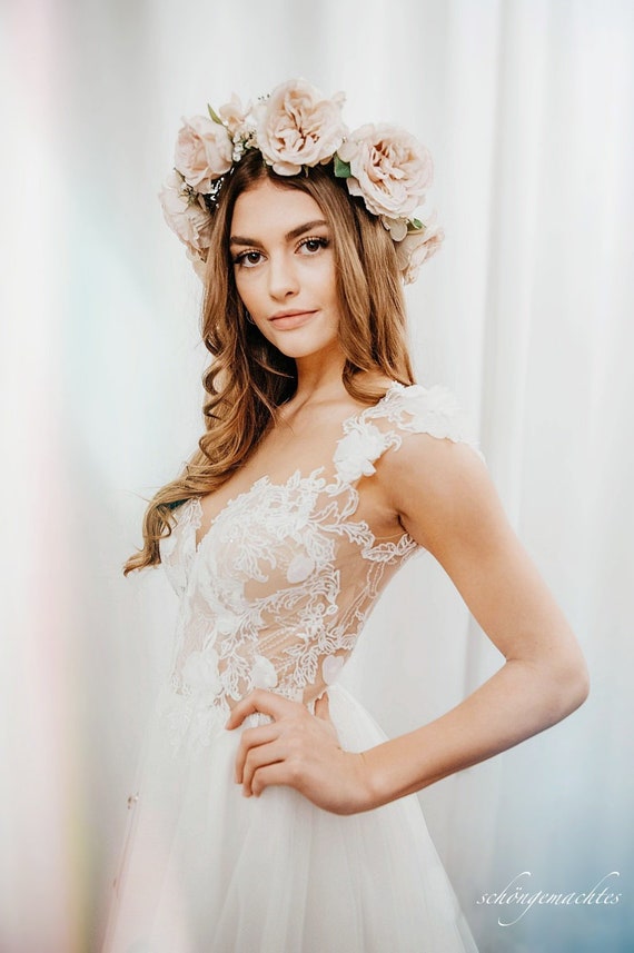 Flower Wreath Roses Bride Hair Wreath Flower Crown Hair Etsy