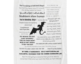 Velveteen Plush Blanket, Fourth Wing - Tairn quotes, Cozy Throw, Inspirational Home Decor, Bedroom Blanket, Soft Fleece Blanket, Gift for