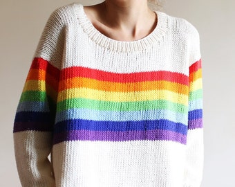 white rainbow sweater