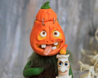 Juguete de calabaza Decoración de Halloween Muñeca de calabaza Juguete de arcilla polimérica Muñecas de Halloween