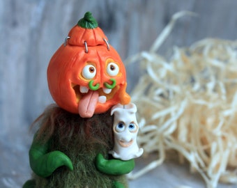 Pumpkin toy Halloween decor Pumpkin doll Polymer clay toy Halloween dolls