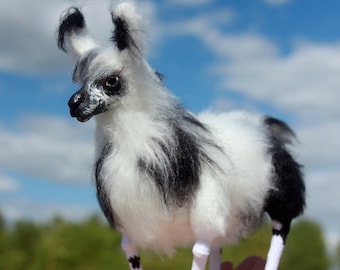 Bonito juguete de lama, pequeño juguete de alpaca, juguete de llama hecho a mano, muñeco de peluche de alpaca, juguete de peluche de Lama, juguete de lama blanco y negro