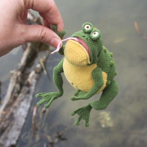 Funny green toad Crazy frog Crochet funny toad Crochet animals Funny gift Artwork Collectible animal Stuffed animal Home decor Positive gift