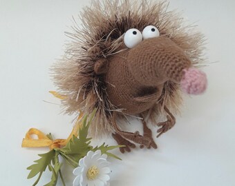 Erizo de ganchillo Lindo erizo Arte animal Juguetes de ganchillo Animal coleccionable Animal de peluche Decoración divertida del hogar Juguetes hechos a mano Regalo positivo