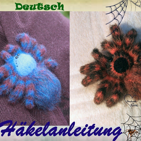 Spinne Amigurumi Häkel Häkelanleitung Spinne-Brosche Amigurumi pattern DIY Brosche Häkeln Sie Insekt Kleines Spinnenspielzeug