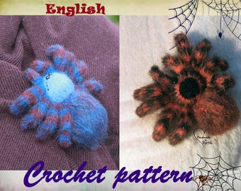 Spider crochet pattern, easy crochet halloween pattern, crochet boo decor, tutorial for beginners, crochet applique diy