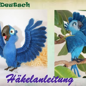 Häkelanleitung blauer Papagei Ara häkeln Amigurumi pattern
