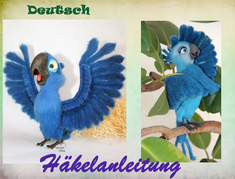 Häkelanleitung blauer Papagei Ara häkeln Amigurumi pattern image 1