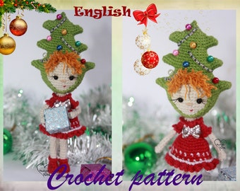 Christmas toy pattern Christmas tree girl pattern New Year pattern Crochet Christmas decoration Christmas doll amigurumi christmas tree