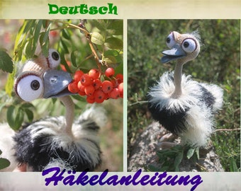 Strauß Ostrich pattern Amigurumi Häkel Häkelanleitung Gestrickter Strauß Vogel Amigurumi Strauß Meisterklasse auf Strauß gestrickter Vogel