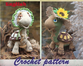 Patrón de crochet de tortuga Tutorial de tortuga Patrón de crochet Amigurumi PDF Patrón de amigurumi de juguete de crochet