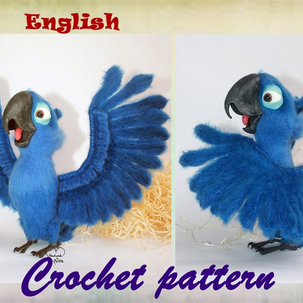 Blauer Papagei Häkelanleitung Vogel Spielzeug Amigurumi Anleitung Vogel Häkelanleitung Papagei Amigurumi PDF Häkelanleitung