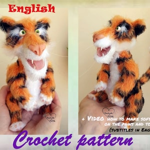 Tiger crochet pattern Funny tiger pattern Amigurumi toy pattern Tutorial Crochet tiger Amigurumi PDF Crochet toy Video pattern