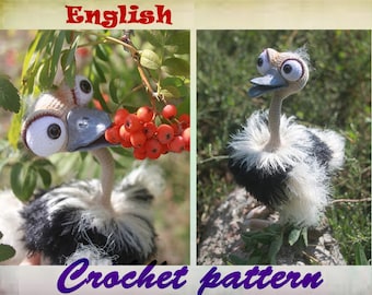 Ostrich pattern Amigurumi Häkel Crochet ostrich Tutorial Funny ostrich Crochet pattern ostrich Amigurumi PDF Crocheted bird Pattern bird