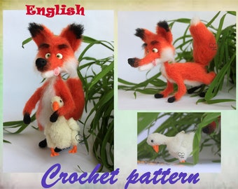 Patrón de zorro a crochet Patrón de zorro Amigurumi Tutorial de ganso Zorro de ganchillo Juguete divertido de ganchillo Zorro Amigurumi PDF Juguete de ganchillo Patrón Amigurumi