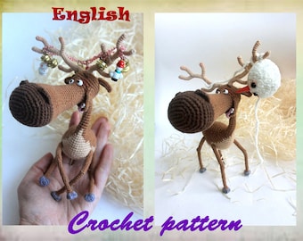 Chistmas deer pattern Cute fawn Amigurumi Crochet baby deer Deer crochet Crochet pattern fawn Amigurumi PDF Crochet toy Pattern baby deer