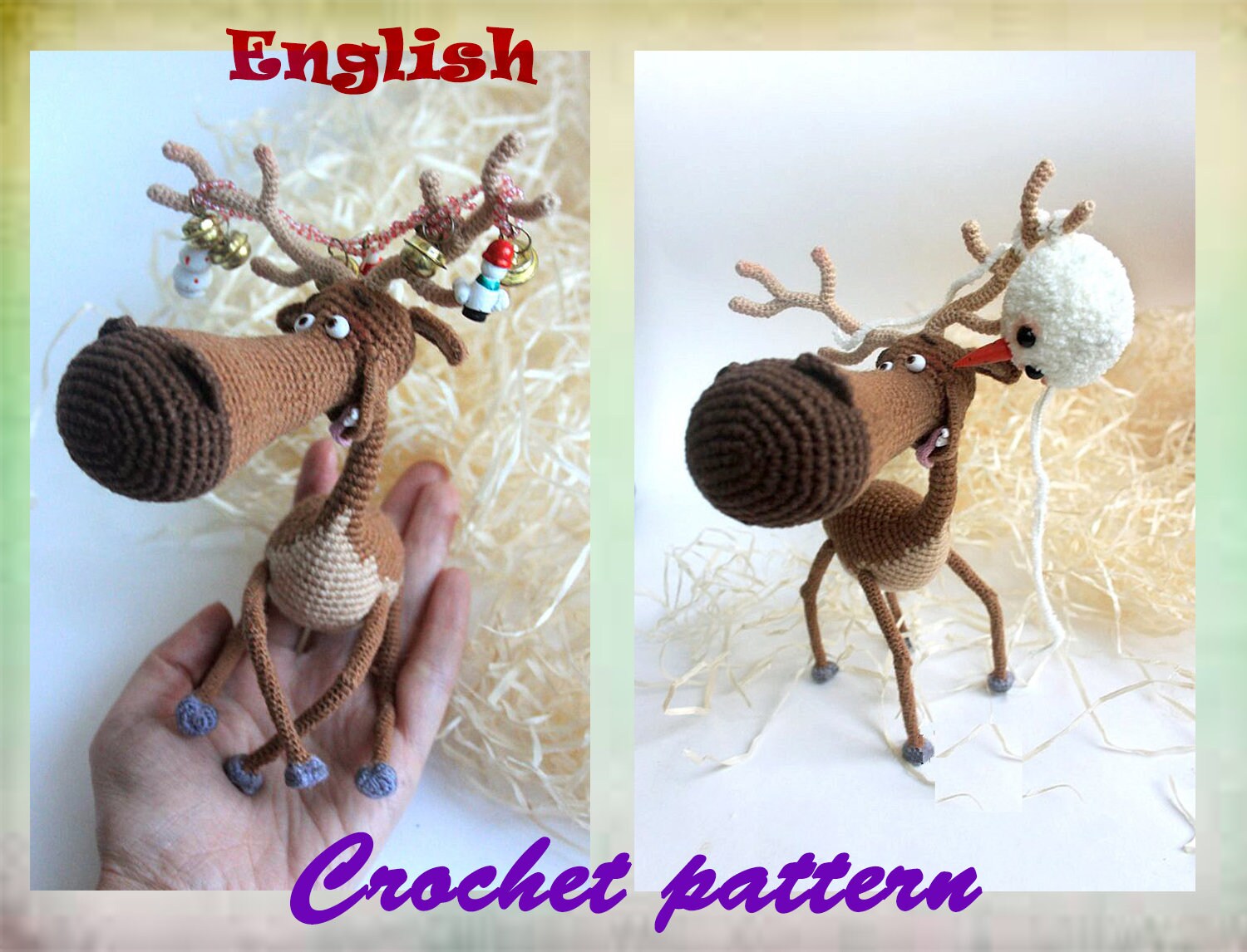 Chistmas deer pattern Cute fawn Amigurumi Crochet baby deer Deer crochet Crochet pattern fawn Amigurumi PDF Crochet toy Pattern baby deer