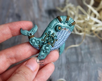 Ballena Steampunk Joyería Steampunk Broche Steampunk Broche pez
