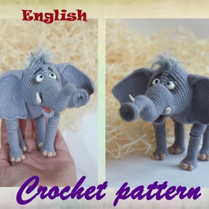 Funny elephant crochet pattern Amigurumi elephant Cute elephant pattern Amigurumi PDF Crochet mammoth Cute mammoth crochet pattern