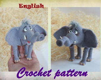 Funny elephant crochet pattern Amigurumi elephant Cute elephant pattern Amigurumi PDF Crochet mammoth Cute mammoth crochet pattern