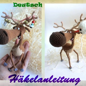 Hirsch Amigurumi Häkel Häkelanleitung Gestrickt hirsch Amigurumi pattern Kleiner Hirsch Hirsch häkeln lustiges Spielzeug Lustiges Geschenk