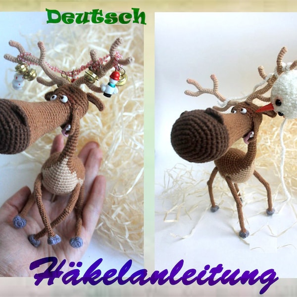 Hirsch Amigurumi Häkel Häkelanleitung Gestrickt hirsch Amigurumi pattern Kleiner Hirsch Hirsch häkeln lustiges Spielzeug Lustiges Geschenk