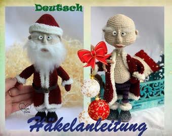 Häkelanleitung Santa mit Wackelkopf Weihnachtsmann Spielzeug Santa Weihnachtsgeschenk stricken Neujahr pattern