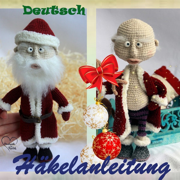 Häkelanleitung Santa mit Wackelkopf Weihnachtsmann Spielzeug Santa Weihnachtsgeschenk stricken Neujahr pattern