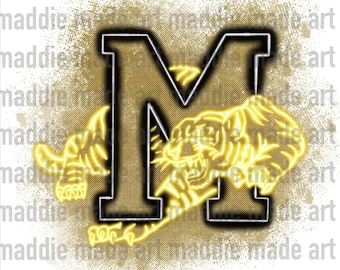 Neon Tiger Gold and Black Mendenhall Sublimation PNG Design