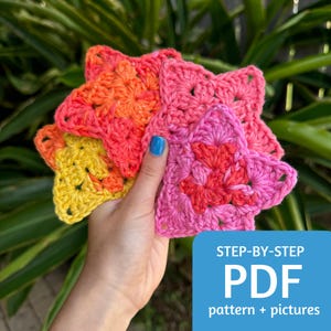 Star Crochet Coaster PDF Pattern with Step by Step Pictures, Easy to Read Crochet Pattern For Beginners, How to Crochet