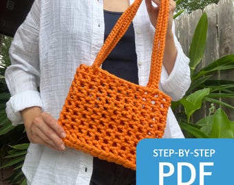 Crochet Mini Net Tote Bag PDF Pattern, Crochet Market Tote
