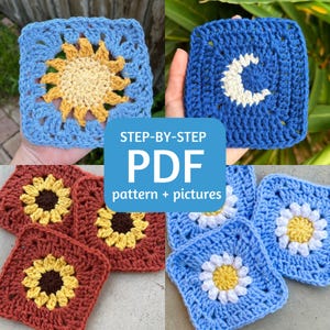 Crochet Granny Square Pattern PDF Bundle, Easy Crochet Pattern with Step by Step Picture Tutorial for Beginners